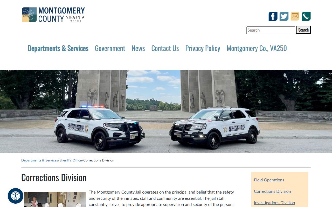 Montgomery County jail inmate population corrections division page