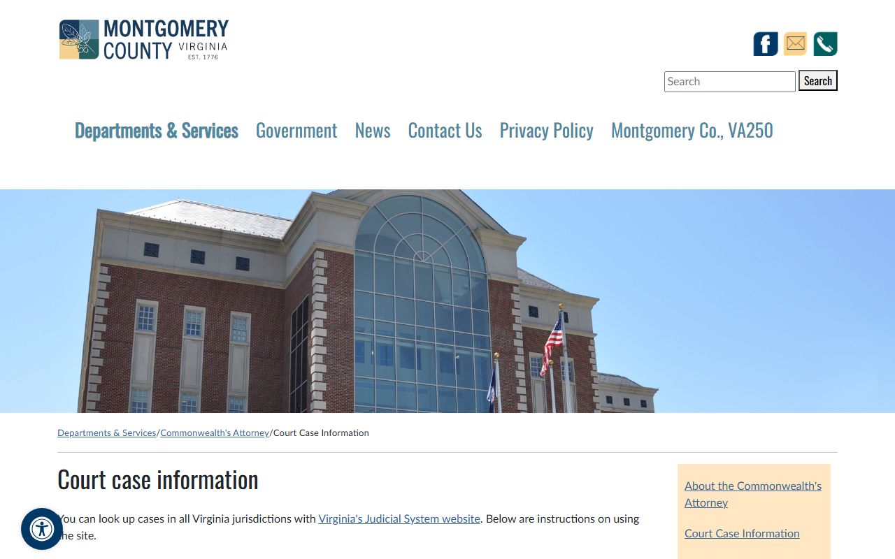 Montgomery County court records after arrest case search instructions