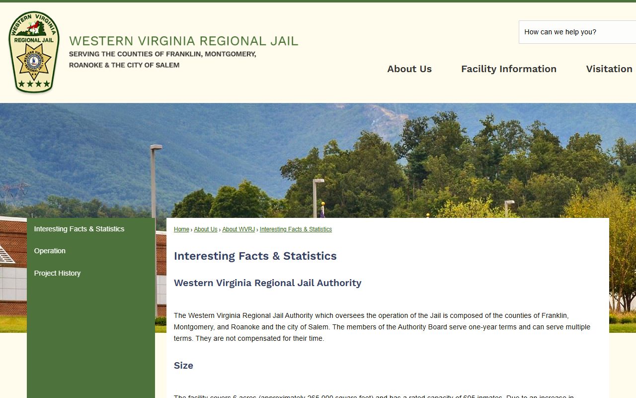 Western Virginia Regional Jail inmate population statistics and capacity